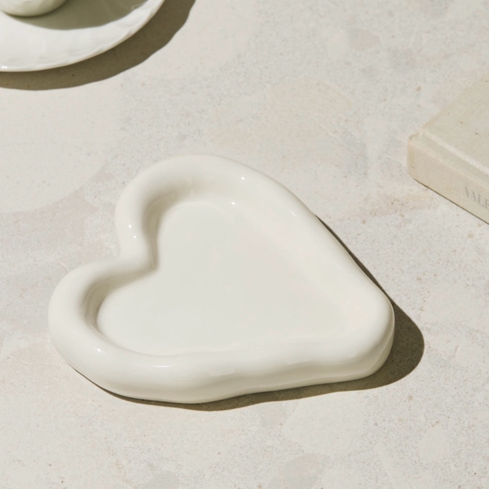 Heart-Shaped Ceramic Jewelry Tray - New Never Used